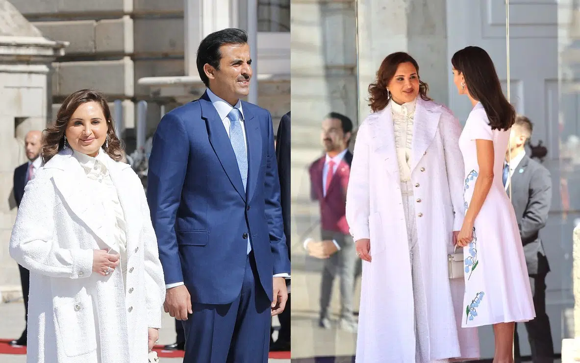 ظهور زوجة أمير قطر في زيارة رسمية خارجية يثير تفاعلا.. صورة 